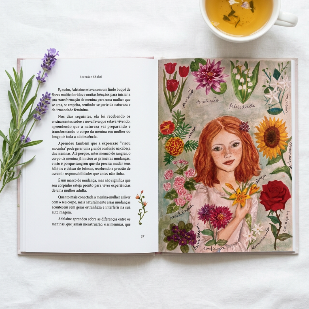 Livro aberto - página ilustrada